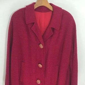 VTG 50s 60s Long Red Coat STROOCK Paris Womens